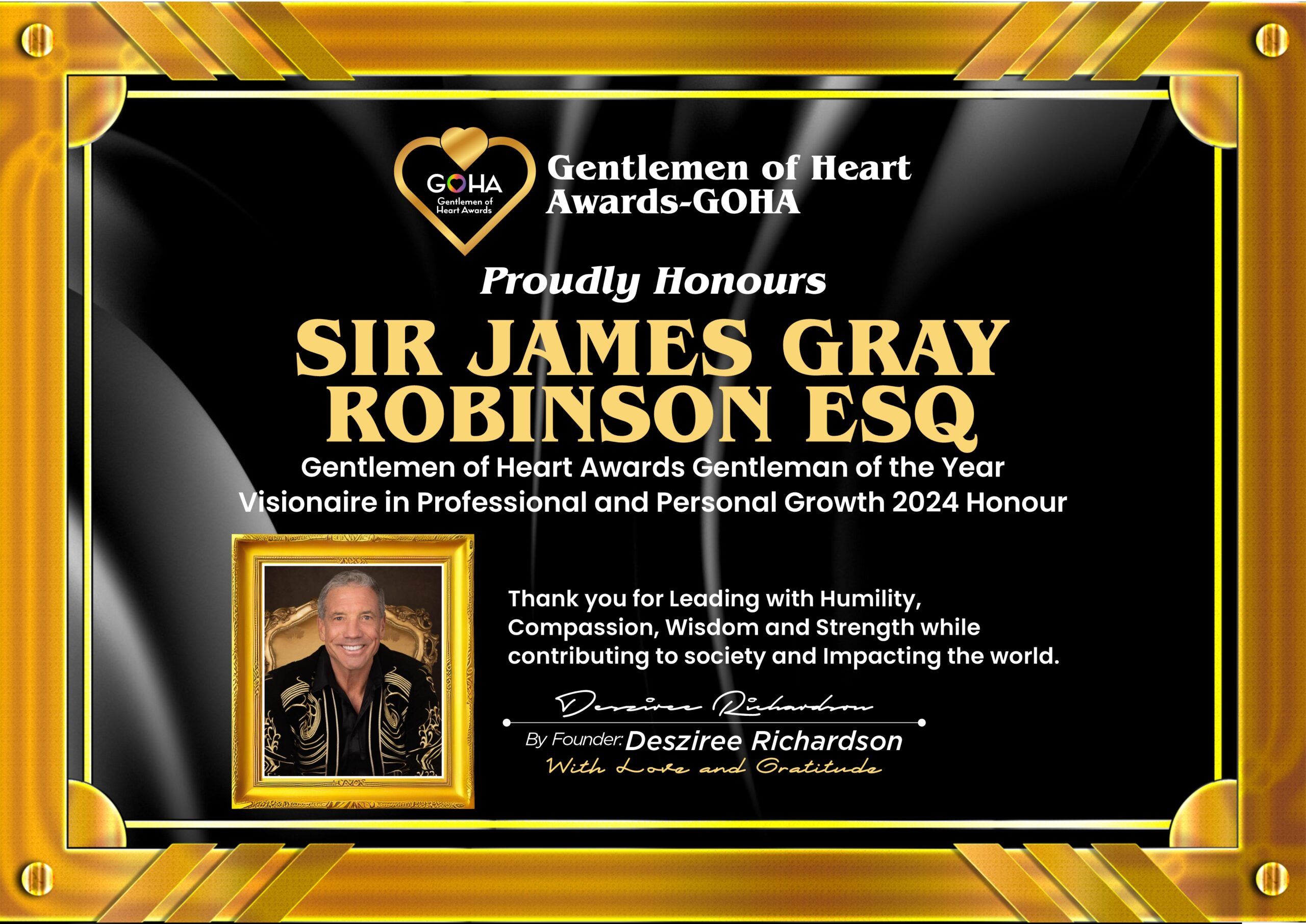 GOHA Awards London Certificate (Sir James)